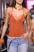 Einteiliger Badeanzug mit Strass Orange PIN-UP STARS